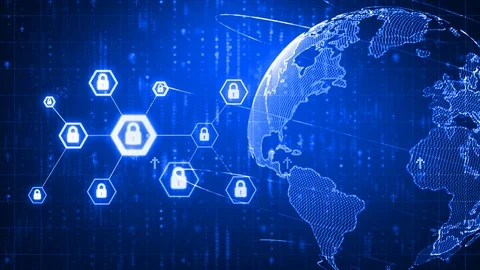4K Animation hexagon shape with lock icon for network security Stock Footage 87136531