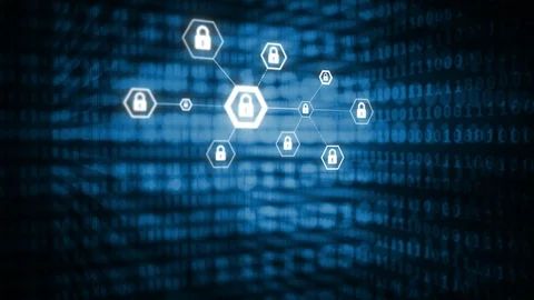 4K Animation hexagon shape with lock icon for network security Stock Footage 87136703