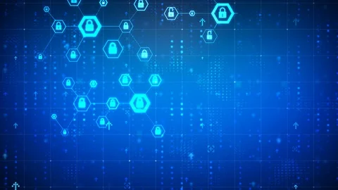4K Animation hexagon shape with lock icon for network security Stock Footage 87136710