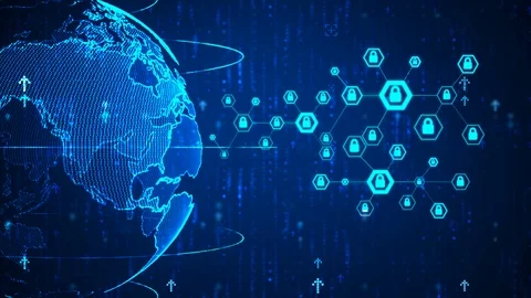 4K Animation hexagon shape with lock icon for network security Stock Footage 87136827