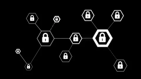 4K Animation hexagon shape with lock icon for network security Stock Footage 87162402