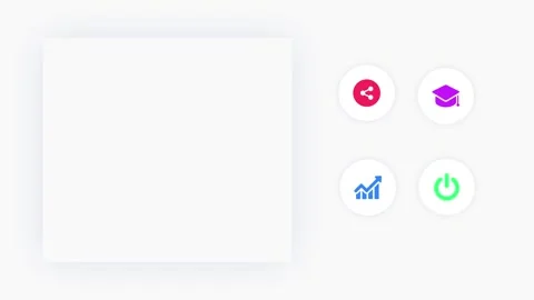 4K animation with icons. Share, power, finance, university graduation cap. Vídeo Stock 331601892