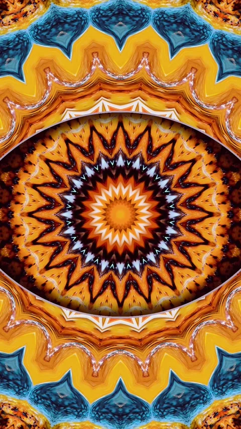 4K animation of a kaleidoscope in the shape of a hypnotic eye Video stock 310216602