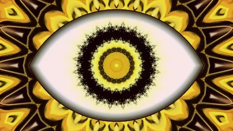 4K animation of a kaleidoscope in the shape of a hypnotic eye Video stock 310216604