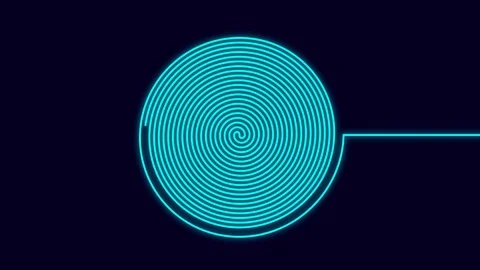 4K animation looping line circle symbol shape blue color perspective view Stock Footage 83263130
