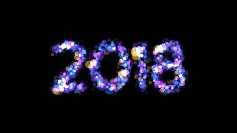 4K animation looping New Year greeting number 2018 bokeh light glowing in the Video stock 83262608