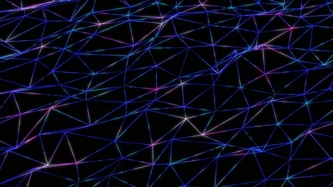 4K Animation of low poly triangular neon structure. Video stock 116423739
