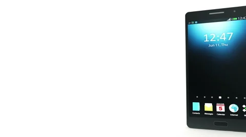 4K Animation of Modern Black Touchscreen Smart Phone with Screen Protector Stock Footage 59134359