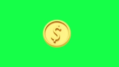 4K animation motion 3D dollar coin spinning on a green screen Video stock 310216625