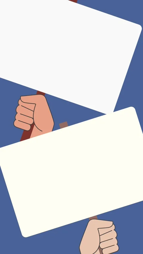 4K animation motion of a flat hand holding a protest sign with green screen Video stock 310216493