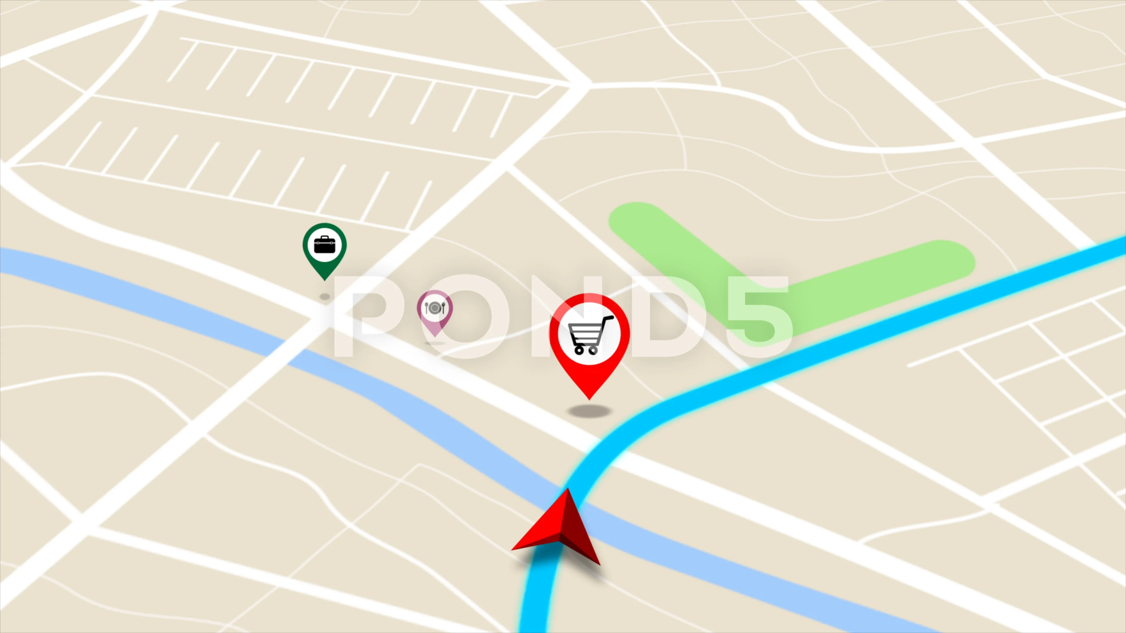 4K animation Moving GPS navigator on map... | Stock Video | Pond5