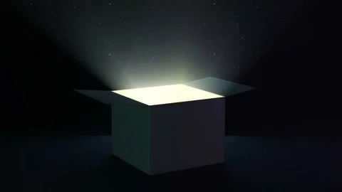 4K Animation of Opened Box in Dark Studio Stock-Footage 220834294