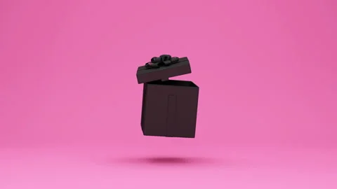 4K Animation of Opened Empty Black Gift Box on pink studio background 库存影片 143808976
