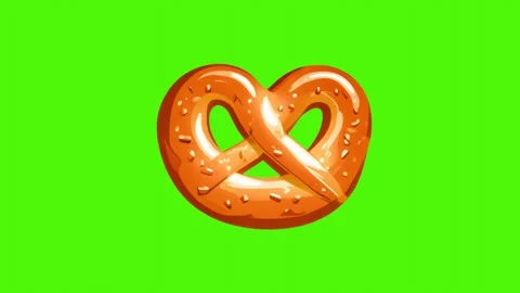 4k animation of pretzel icon isolated on green screen Video stock 287340316