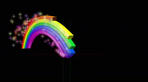 A 4k animation of a  rainbow animating onto the screen with colored particles Stock Footage