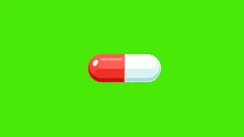 4k animation of red and white capsule pill isolated on green background. Stock Footage 287449708