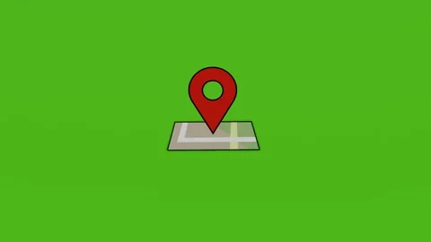4k animation of red location symbol on map isolated on green background Stock Footage 287873435