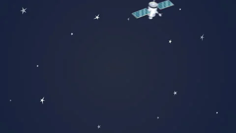 4k animation of a satellite with a dizzy expression. Stockbeeldmateriaal 135729768