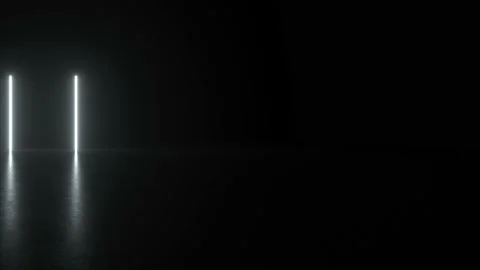 4K Animation Set Futuristic Sci Fi Lines White Neon Tube Lights Glowing In Concr Stock Footage 131346734