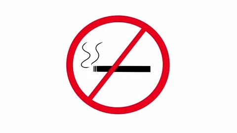 4k animation of smoking being prohibited. Stop sign appears over cigarette Stock Footage 291545234