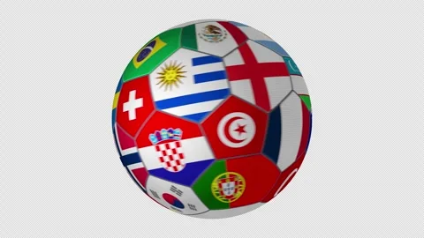 4K animation of a soccer ball featuring a multi-country flag Stock-Footage 334947197
