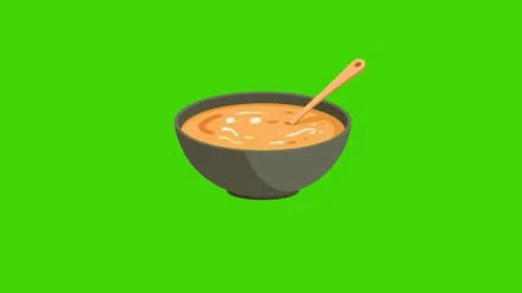 4k animation of soup in a plate isolated on a green screen Stock Footage 287874145