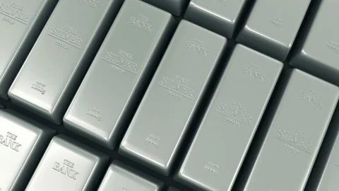 4K Animation of Stack of Silver Bars in the Bank Vault Abstract Background Vídeos de archivo 144066949