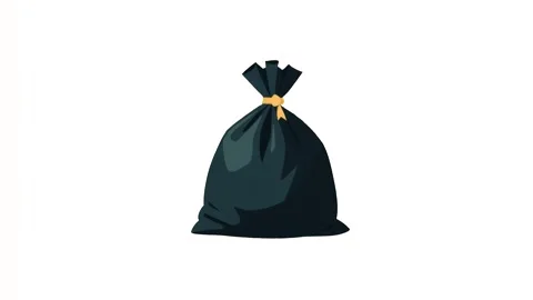 4k animation of stylized black trash bag isolated on white background Stock Footage 297067056