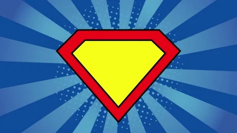 4k animation of Superhero logo template at bright blue. Pop art Motion graphic Stock Footage 139330048