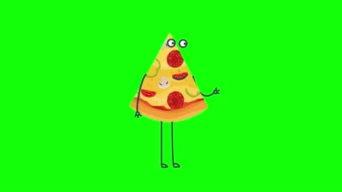 4K animation talking slice of pizza with legs and arms. 스톡 동영상 130846347