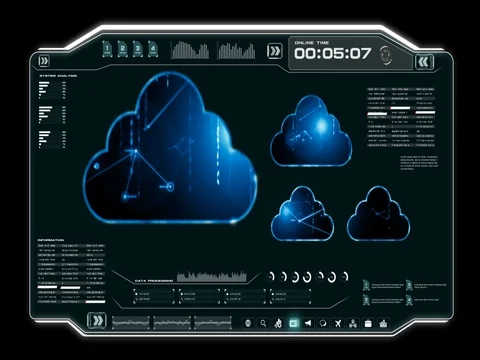 4K Animation UI User Interface with cloud computer data Stockbeeldmateriaal 82867585