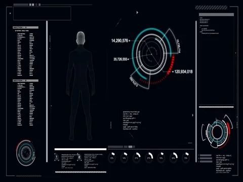 4K Animation User interface with HUD graph bar pi with space for futuristic t Stock Footage
