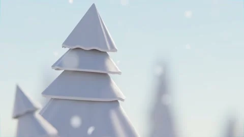 4k Animation Video. Pine trees covered with snow while snowflakes falling. Wi Stock Footage 208119550