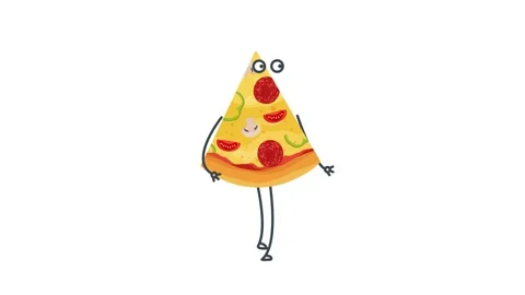 4K animation walking slice of pizza with legs and arms 库存影片 130860090