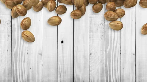 4K Animation of Wooden Easter Eggs on White Wood background Video stock 101383712