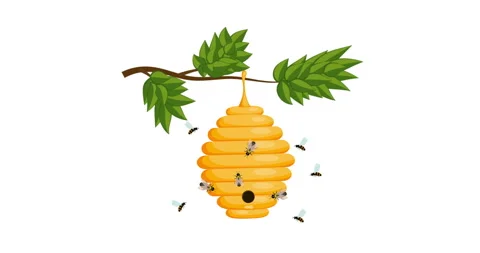 4K animation of a yellow hive Stock Footage 104540041