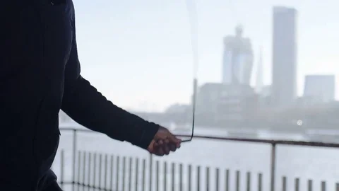 4K Anonymous athletic man skipping in the city Stock-Footage 71944426