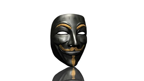 4K Anonymous hacker gold and black mask turntable loop Stock Footage 96426619