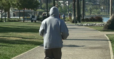 4k Anonymous Runner in Park Stock Footage 51057354