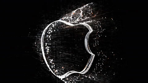 4k Apple Macbook Mac brand Logo word,Matrix binary computer code text animation Stock Footage 111642929