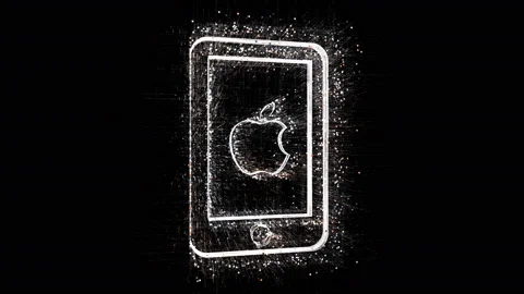 4k Apple Mobile Phone Mac brand Logo word,Matrix binary computer code text. Stock Footage 111643827