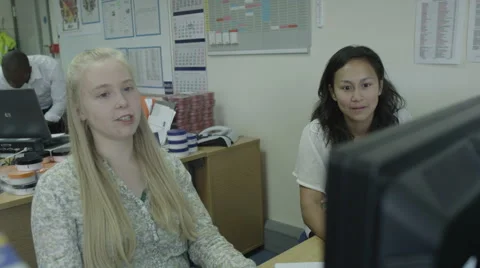 4K Apprentice woman in office training Stock Footage 67341988