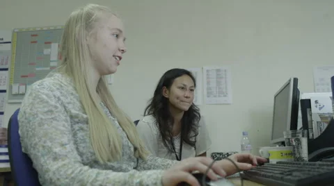 4K Apprentice woman in office training Stock Footage 67341993