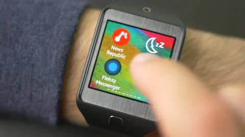 4K Apps For Smartwatch Technology Stock Footage 42777484