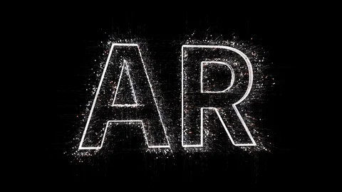 4k AR Augmented Reality word company brand logo,Matrix binary computer code. Stock Footage 113599604