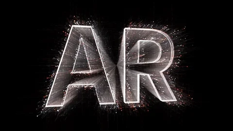 4k AR Augmented Reality word company brand logo,Matrix binary computer code. Stock Footage 113599621