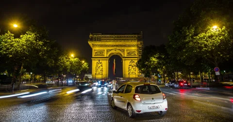 4K Arc De Triomphe Paris Street View Stock Footage 39650204