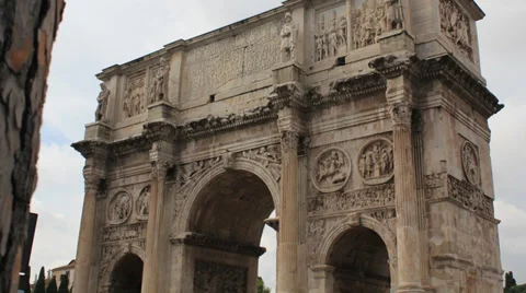 4K Arch of Constantine, Rome Italy Zoom Out Vidéo 36617086