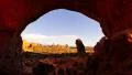 4K Arches 08 Tilt Down Double Arch Sunset Utah USA 4k or 4k+ Resolution