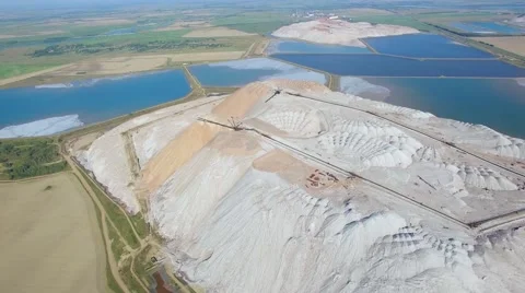 4k areal showing how work above potash mines is organized in Belarus Stock Footage 67548151